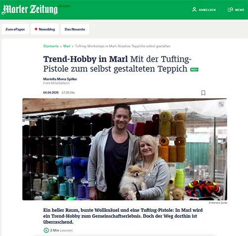 Artikel der Marler Zeitung über Fadenzoo – Tufting-Workshops in Marl