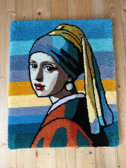 Das Mädchen mit dem Perlenohrring als individueller Tufting Teppich