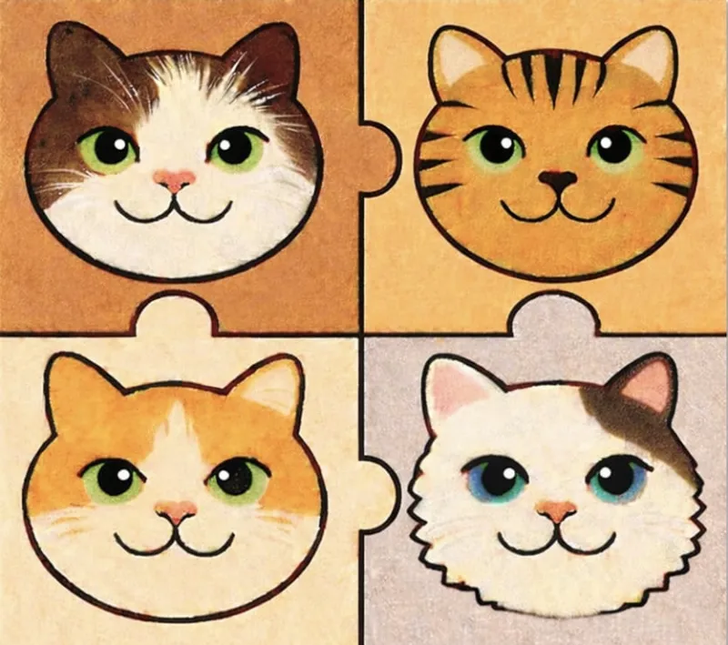 Katzenköpfe im Puzzle Stil